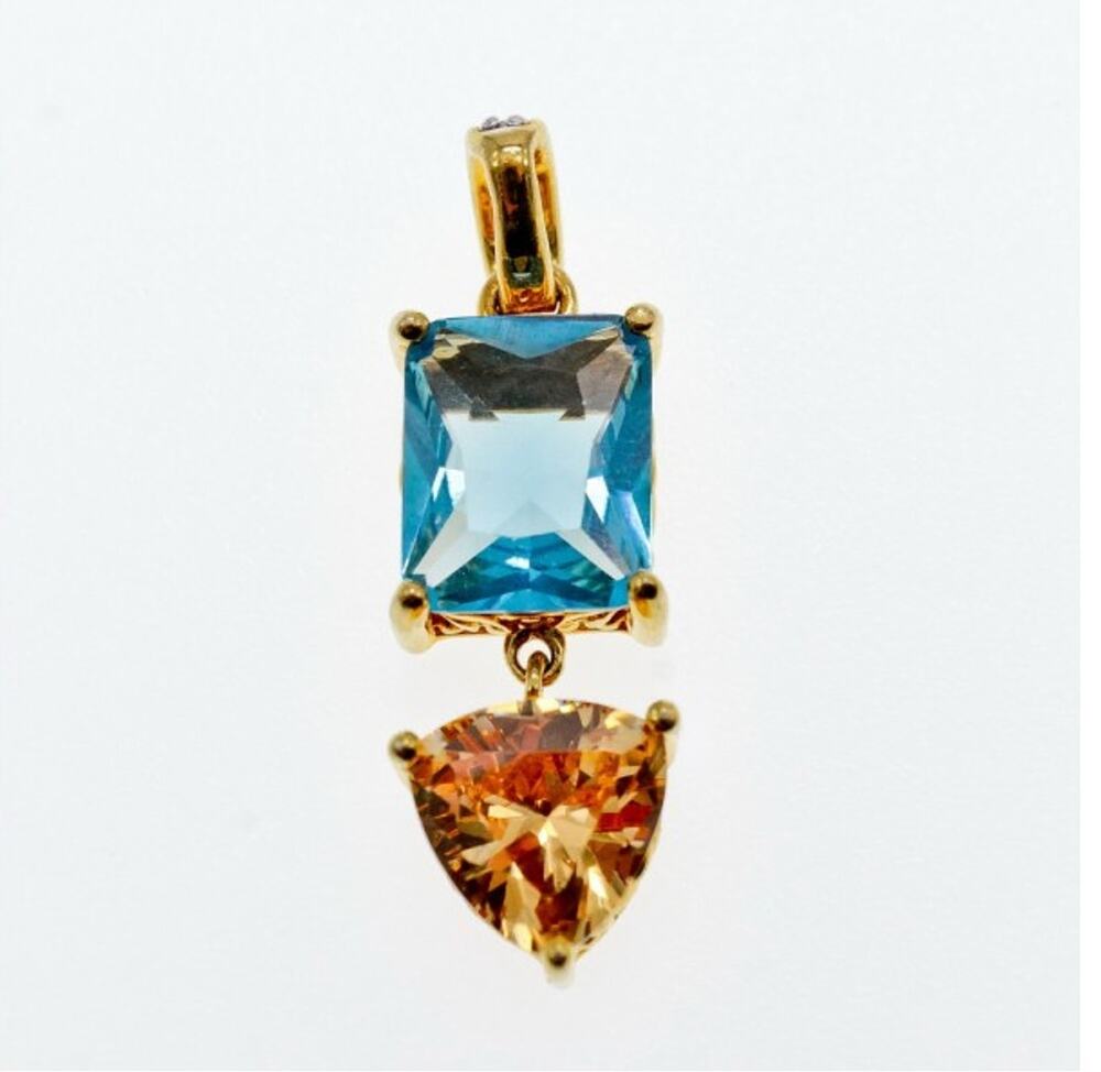 925 Sterling Silver Gold Plated Topaz, Heliodor & CZ Pendant